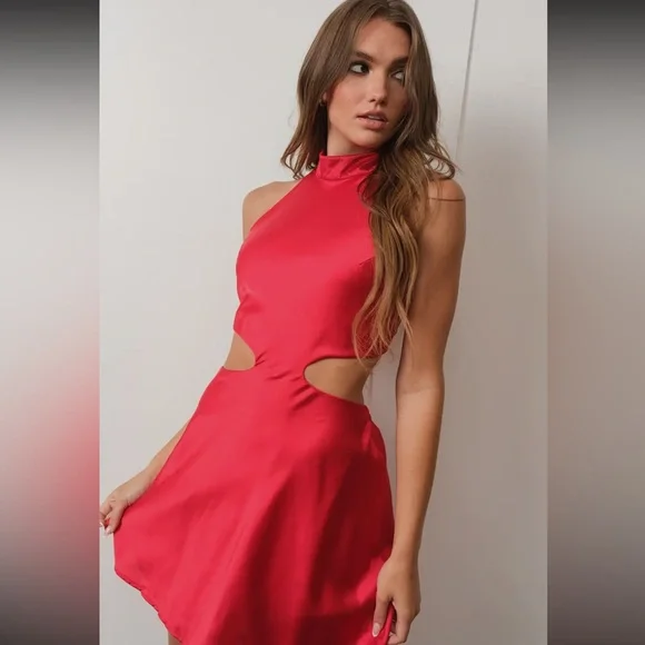 PRETTY GARBAGE Satin Cutout Dress - Picture 4 of 6